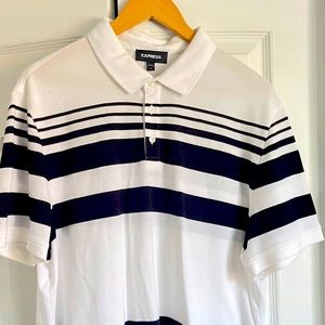 Express men Polo shirt in great conditions, white with black stripes line